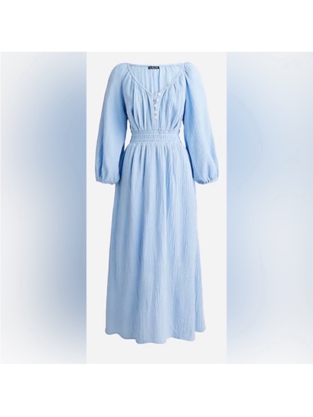 J. Crew Pale Blue Button-Front Maxi Dress